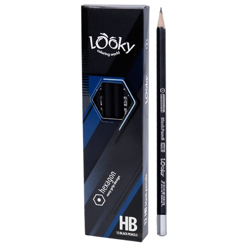 مداد مشکی لوکی Looky Hexagon بسته 12 عددی