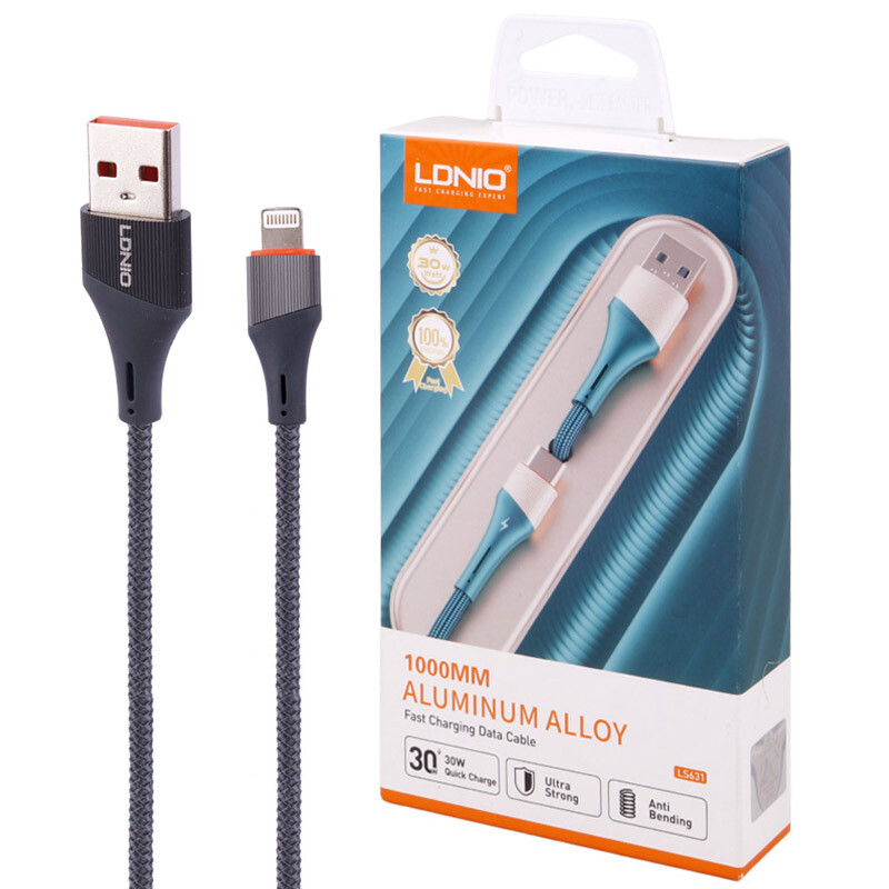 کابل لایتنینگ فست شارژ 30 وات الدینیو LS631 طول 1 متر