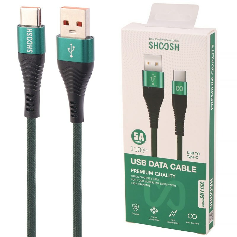 کابل تایپ سی فست شارژ 5 آمپر شوش SH115C طول 1.1 متر