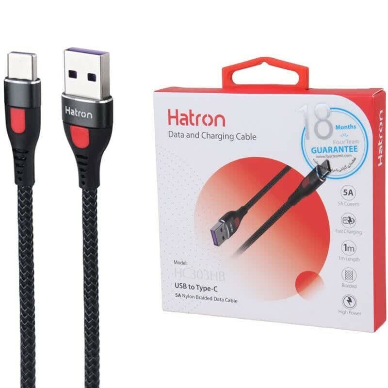 کابل تایپ سی فست شارژ 5 آمپر هترون HC303HB طول 1 متر