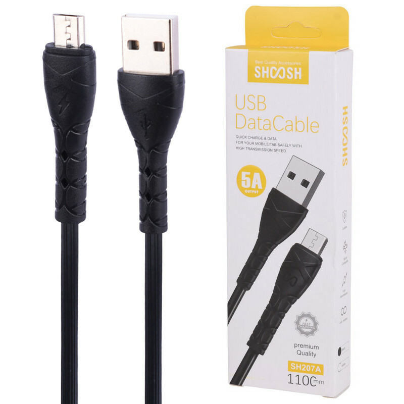 کابل میکرو یو اس بی فست شارژ 5 آمپر شوش SH207A طول 1.1 متر