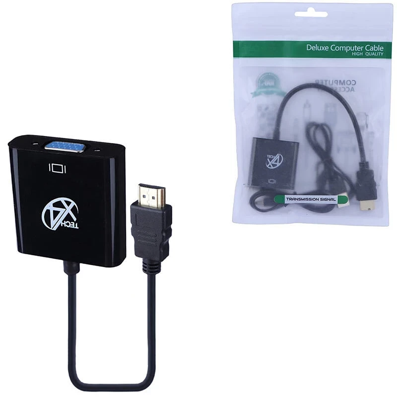 تبدیل HDMI به VGA ایکس فورتک + کابل صدا و کابل Micro USB