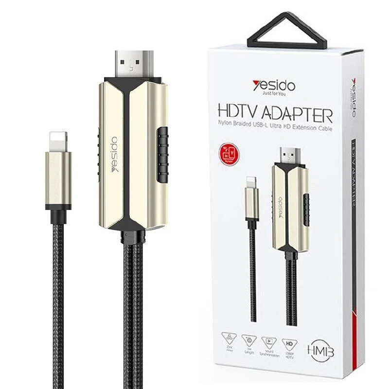 کابل تبدیل Lightning به HDMI یسیدو HM13 طول 2 متر