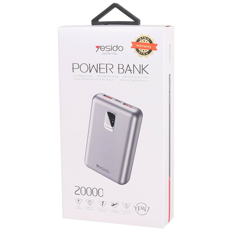 پاور بانک فست شارژ 20000 یسیدو Yesido YP47 QC3.0 PD 22.5W