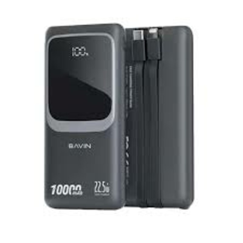 پاوربانک 10000 باوین Bavin PC1029S توان 22.5 وات و کابل متصل
