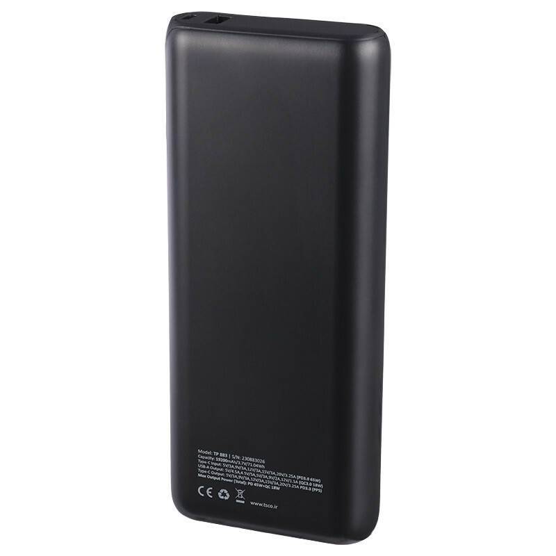 پاور بانک فست شارژ 19200 تسکو TSCO TP 883 QC3.0 PD 65W