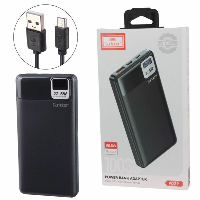 پاور بانک فست شارژ ارلدام ET-PD29 PD 22.5W ظرفیت 10000 میلی آمپر ساعت