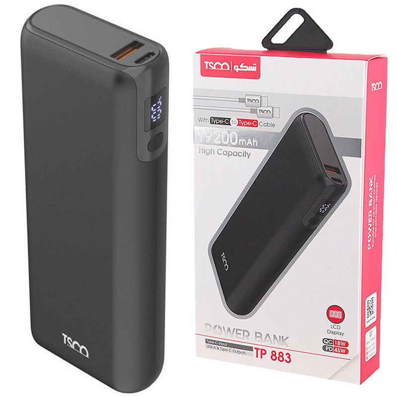 پاور بانک فست شارژ تسکو TP 883 QC3.0 PD 65W ظرفیت 19200 میلی آمپر ساعت