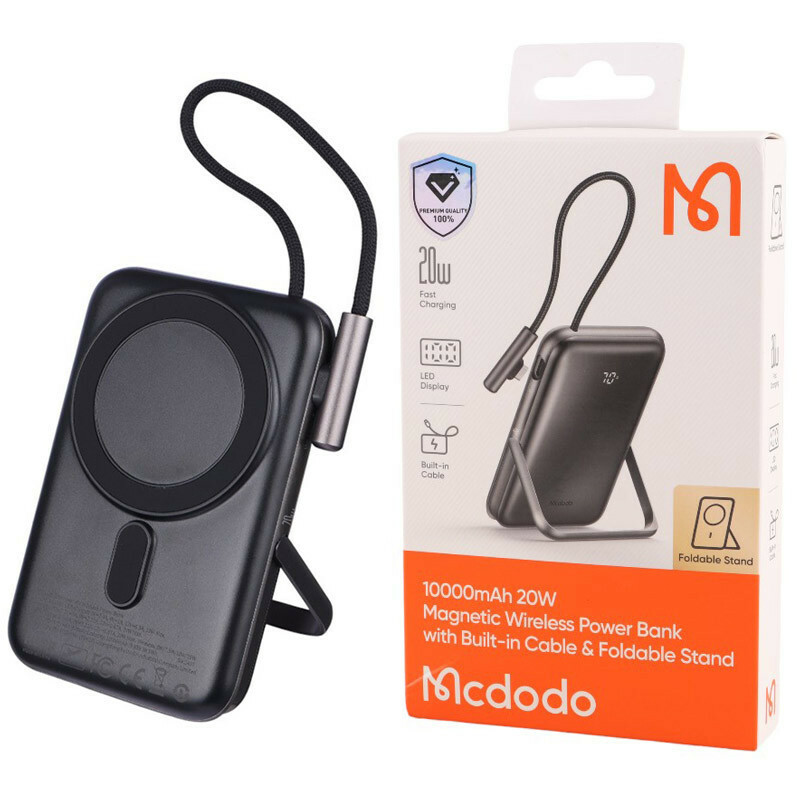 پاور بانک بی سیم فست شارژ مک دودو MC-181 PD 20W ظرفیت 10000 میلی آمپر ساعت