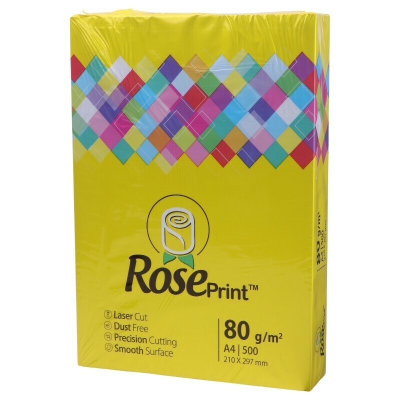 کاغذ A4 رز پرینت زرد 80 گرم بسته 500 عددی