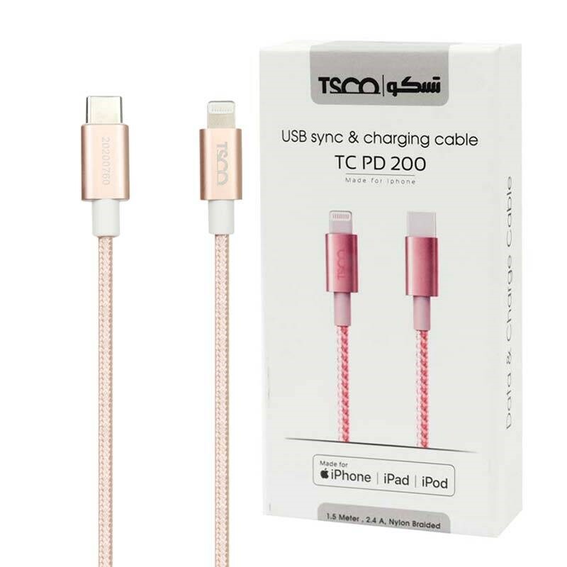 کابل تبدیل فست شارژ TSCO TC PD200 Type-C to Lightning 2.4A 1.5m
