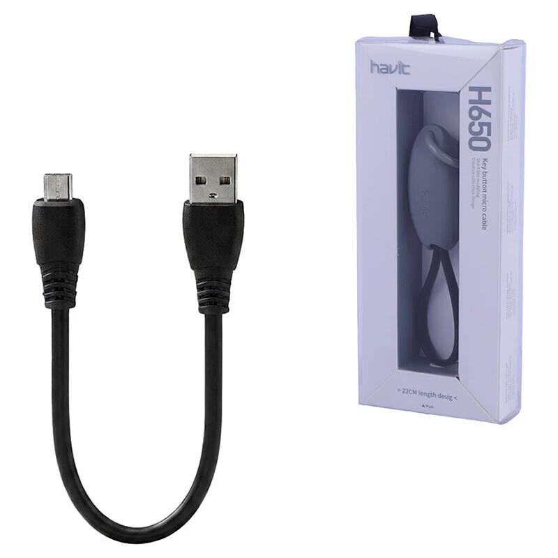کابل کوتاه میکرو یو اس بی 2 آمپر هویت H650 طول 22 سانتی متر