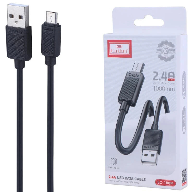 کابل میکرو یو اس بی فست شارژ 2.4 آمپر ارلدام EC-180M طول 1 متر