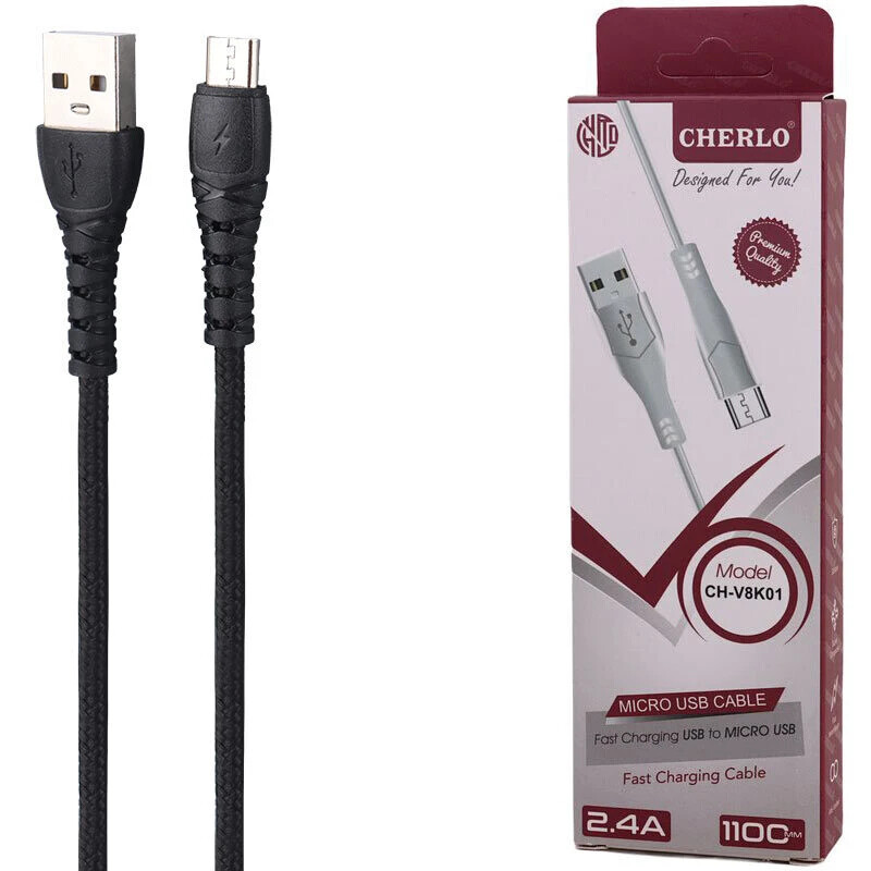 کابل میکرو یو اس بی فست شارژ 2.4 آمپر چرلو CH-V8K01 طول 1.1 متر