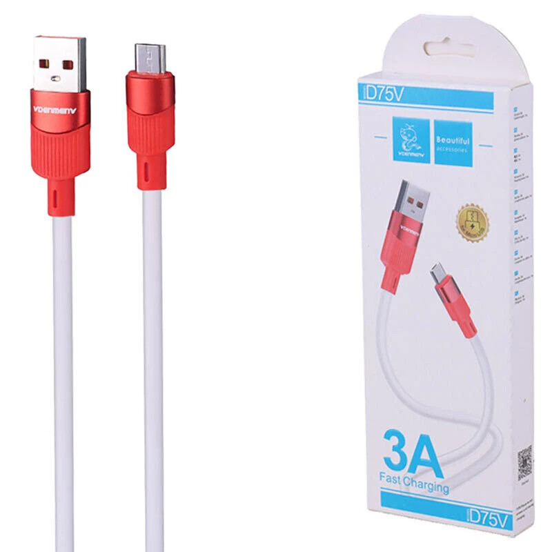 کابل میکرو یو اس بی فست شارژ 3 آمپر دنمن D75V طول 1 متر