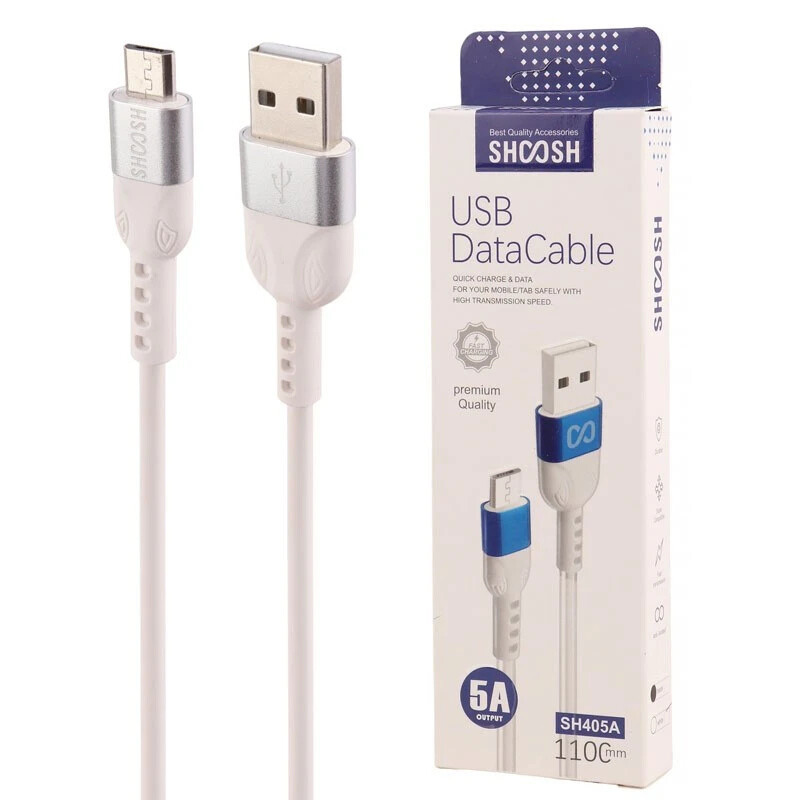 کابل میکرو یو اس بی فست شارژ 5 آمپر شوش SH405A طول 1.1 متر