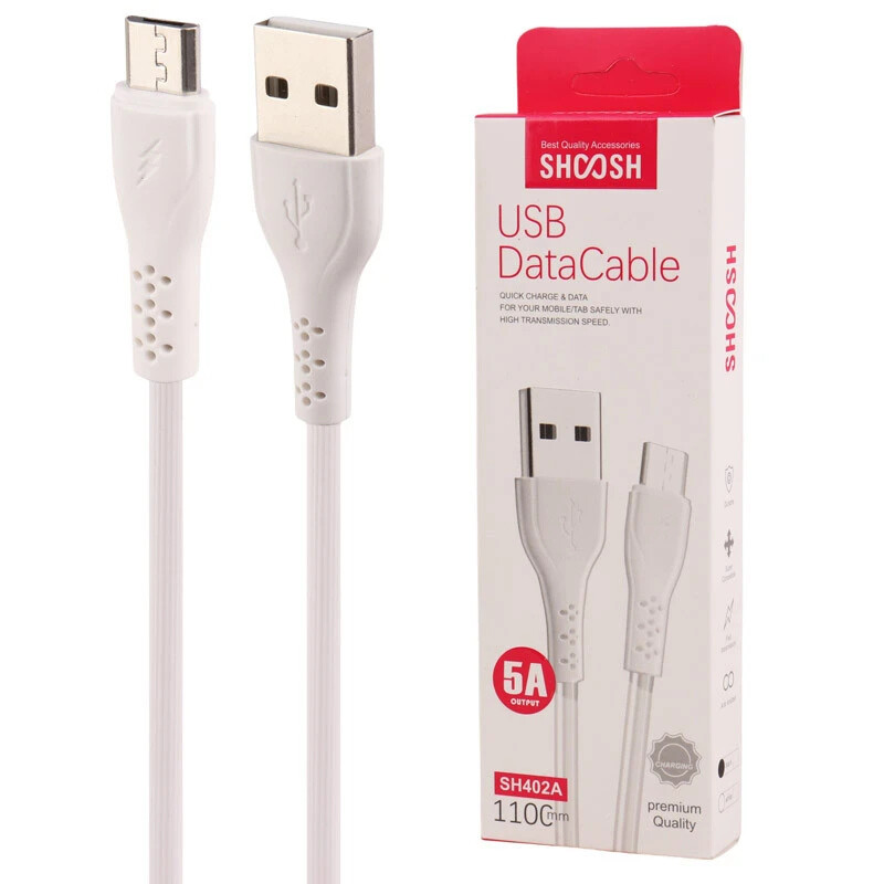 کابل میکرو یو اس بی فست شارژ 5 آمپر شوش SH402A طول 1.1 متر