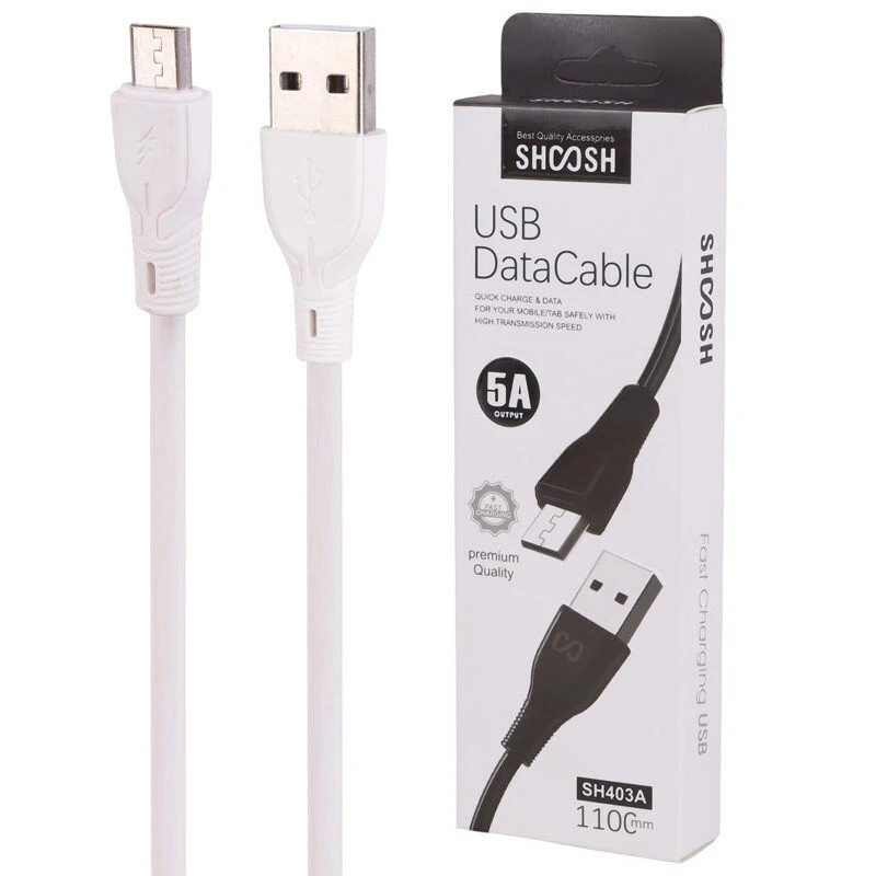 کابل میکرو یو اس بی فست شارژ 5 آمپر شوش SH403A طول 1.1 متر