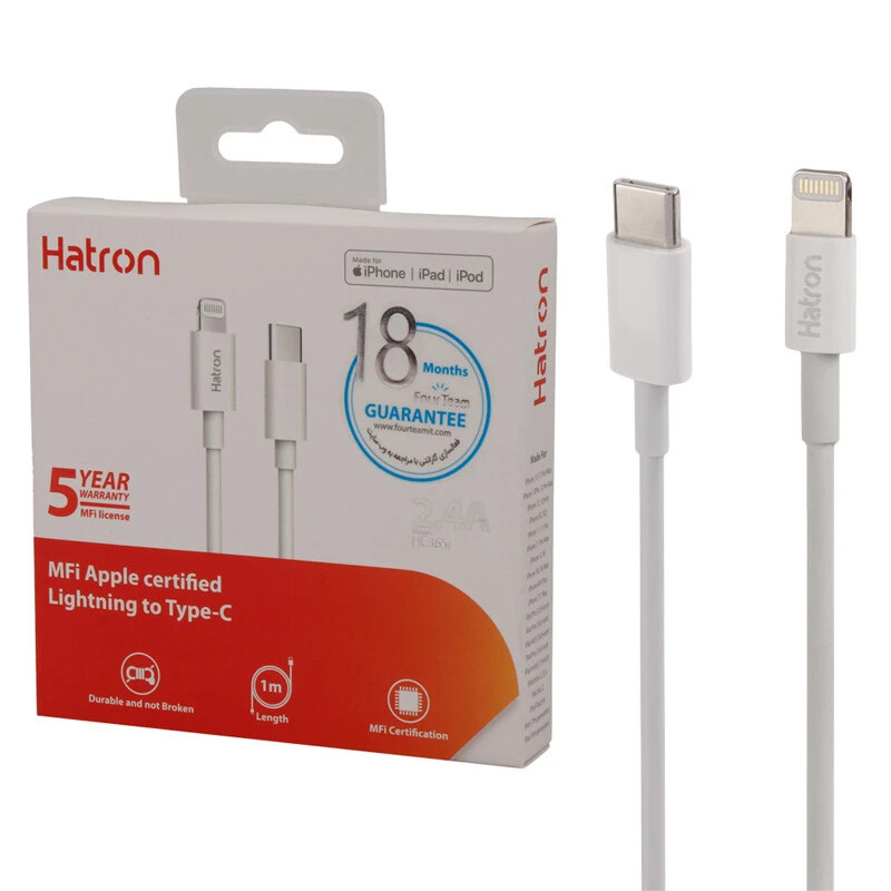 کابل تایپ سی به لایتنینگ فست شارژ 2.4 آمپر هترون HC365I طول 1 متر