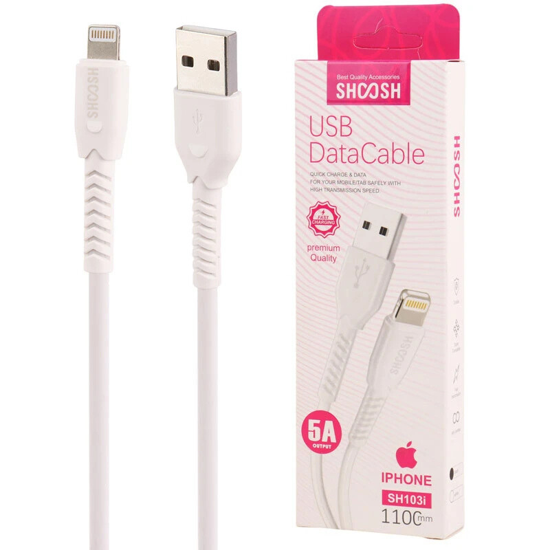 کابل لایتنینگ فست شارژ 5 آمپر شوش SH103i طول 1.1 متر