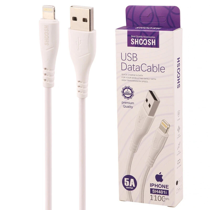 کابل لایتنینگ فست شارژ 5 آمپر شوش SH401i طول 1.1 متر