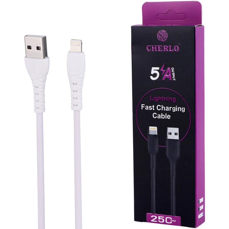 کابل کوتاه لایتنینگ فست شارژ 5 آمپر چرلو CH-IP-SM10 طول 25 سانتی متر