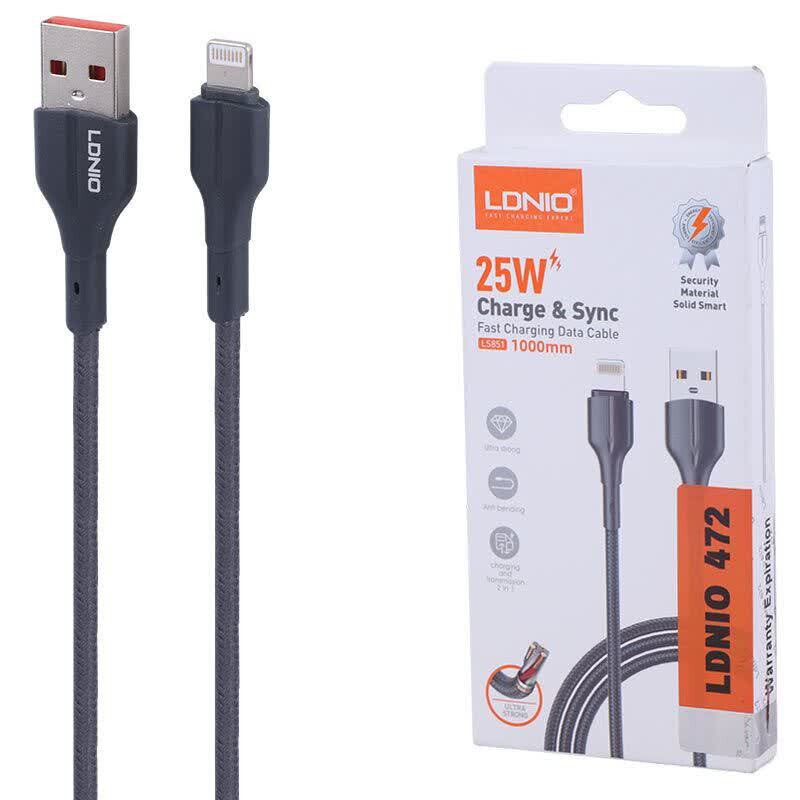 کابل لایتنینگ فست شارژ 25 وات الدینیو LS851 طول 1 متر
