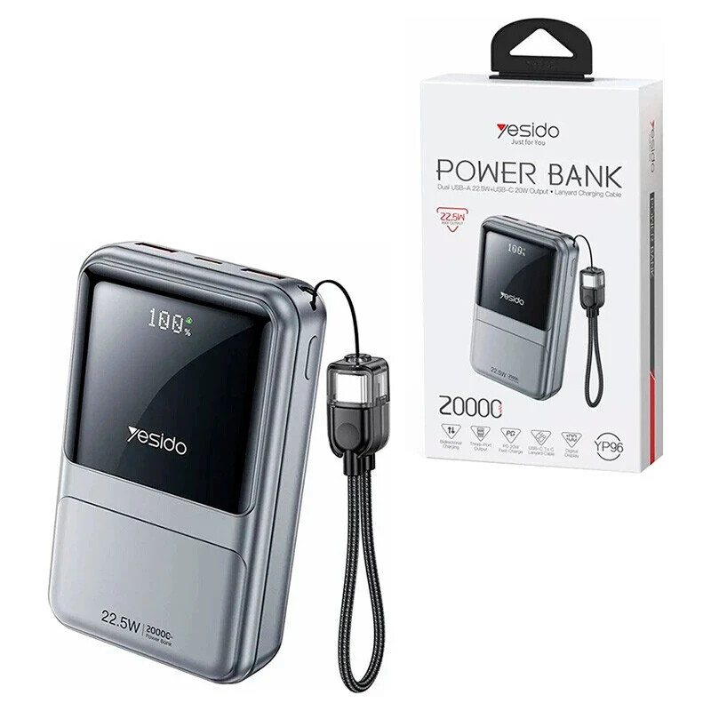 پاور بانک فست شارژ یسیدو YP96 PD 22.5W ظرفیت 20000 میلی آمپر ساعت