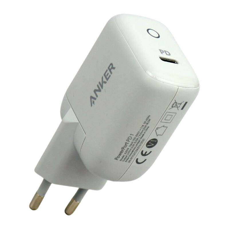 شارژر دیواری فست شارژ Anker Powerport A2019LD3 3A PD 18W Type-C + کابل Type-C