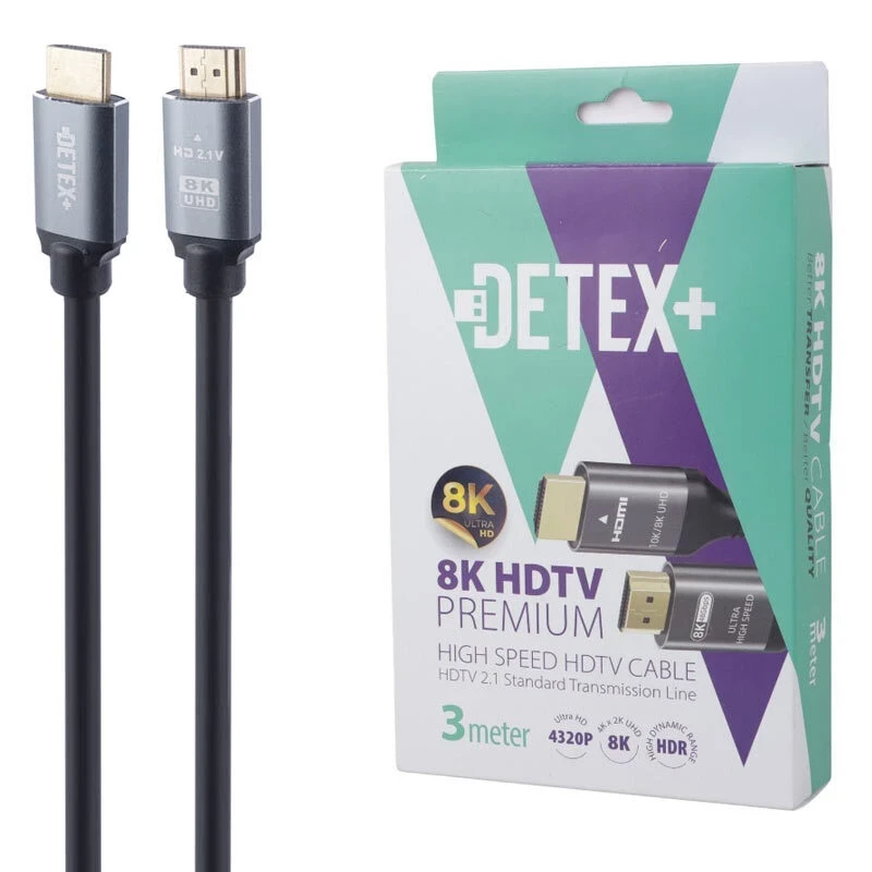 کابل HDMI 8K دیتکس پلاس +Detex طول 3 متر