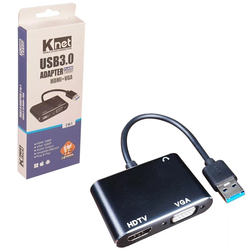 تبدیل USB3.0 به HDMI/VGA کی نت K-CO82