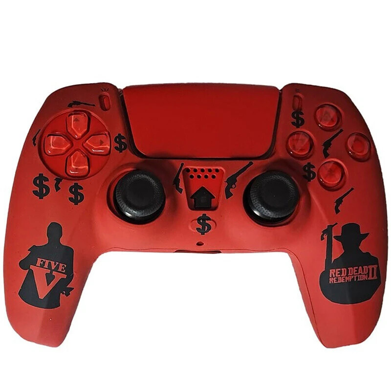 روکش دسته بازی PS5 طرح Red Dead Redemption 2 زمینه قرمز مشکی