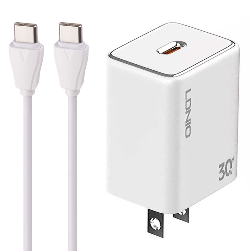 شارژر دیواری فست شارژ Ldnio A1508C PD 3A 30W Type-C + کابل تبدیل تایپ سی