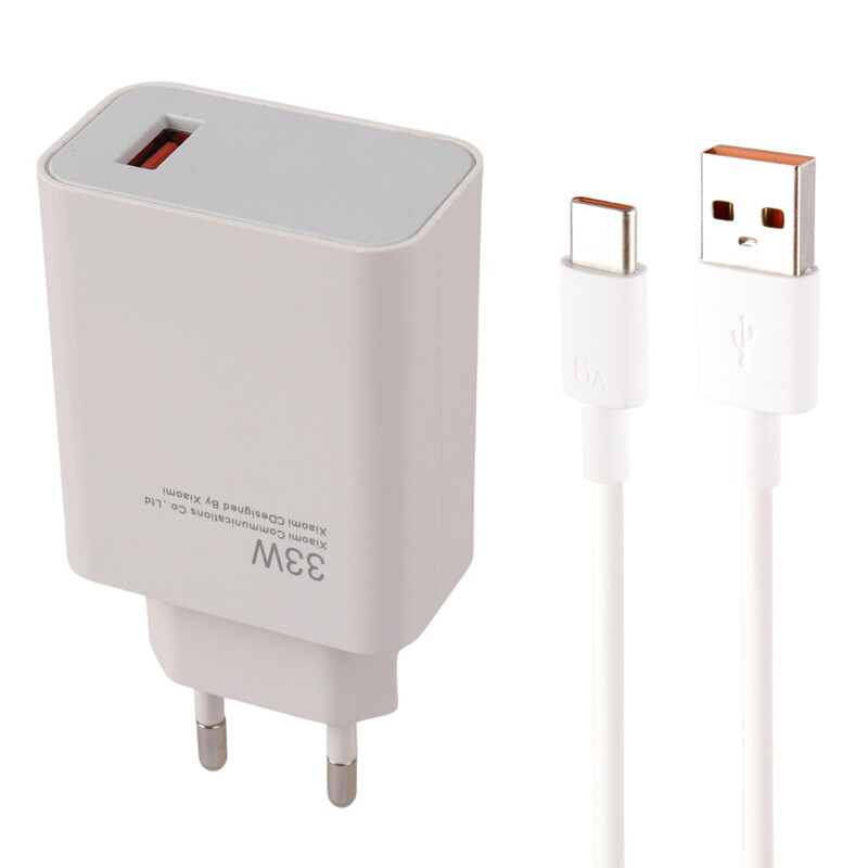 شارژر دیواری 33 وات شیائومی Note 10 MDY-11-EZ QC3.0 PD 3A + کابل تایپ سی