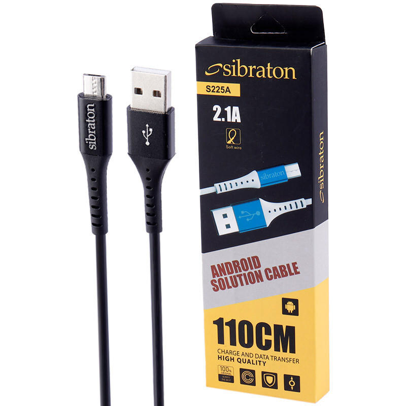 کابل میکرو یو اس بی فست شارژ Sibraton S225A 2.1A 1.1m