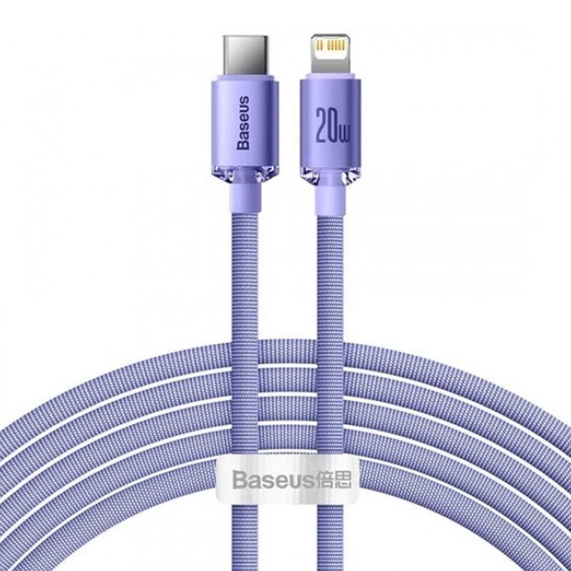 کابل تبدیل فست شارژ Baseus Crystal shine CAJY00030 Type-C to Lightning PD 20W 2m