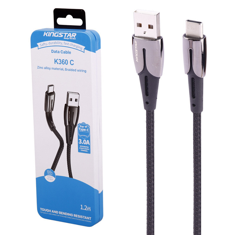 کابل تایپ سی فست شارژ KingStar K360C 3A 1.2m