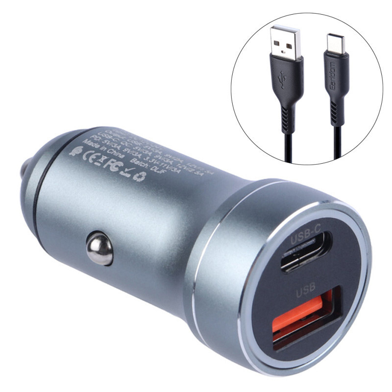 شارژر فندکی 30 وات ارلدام ES-CC29 + کابل تایپ سی