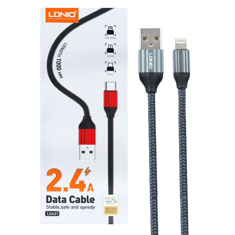 کابل لایتنینگ 2.4 آمپر الدینیو LS431 طول 1 متر