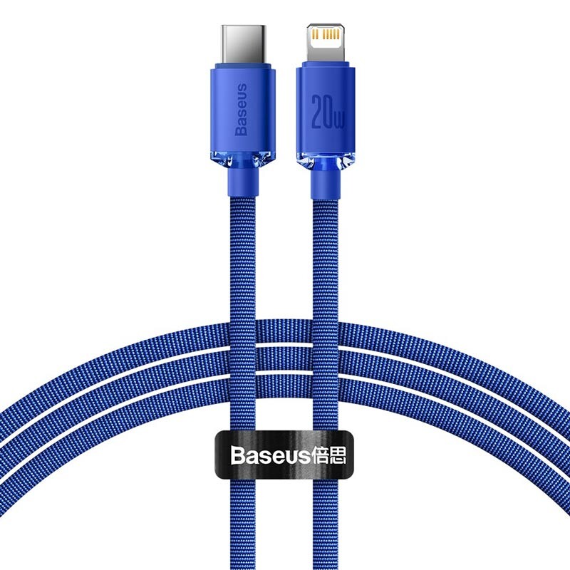 کابل تبدیل فست شارژ Baseus Crystal shine series CAJY00020 Type-C to Lightning PD 20W 1.2m