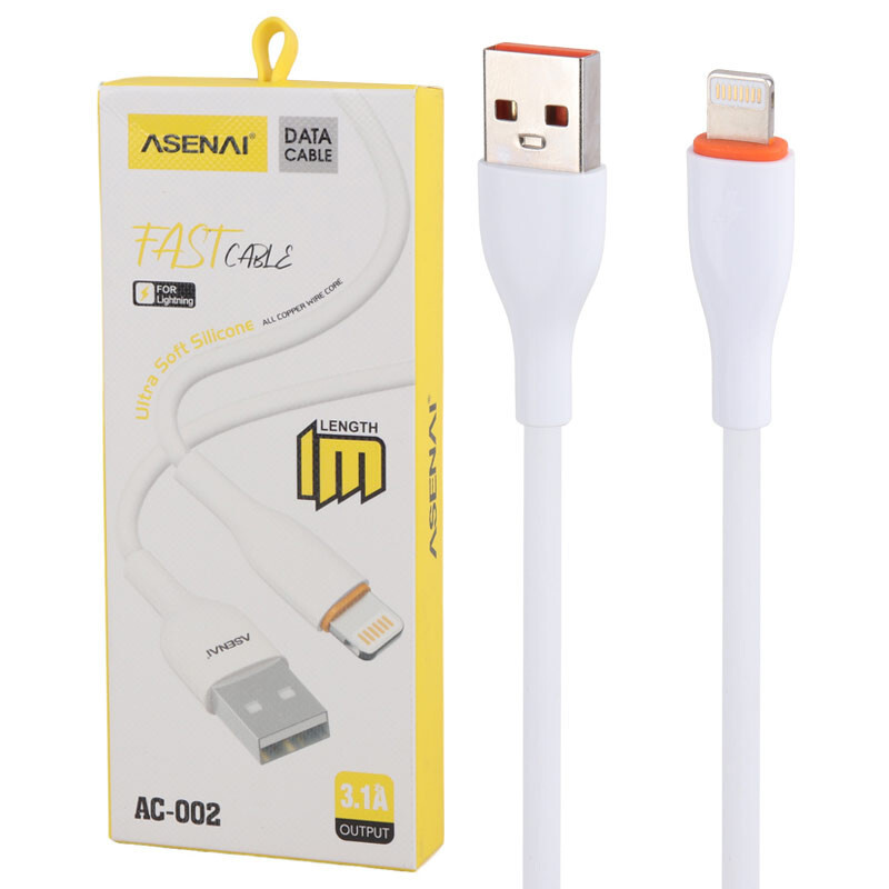 کابل آیفونی فست شارژ Asenai AC-002 3.1A 1m