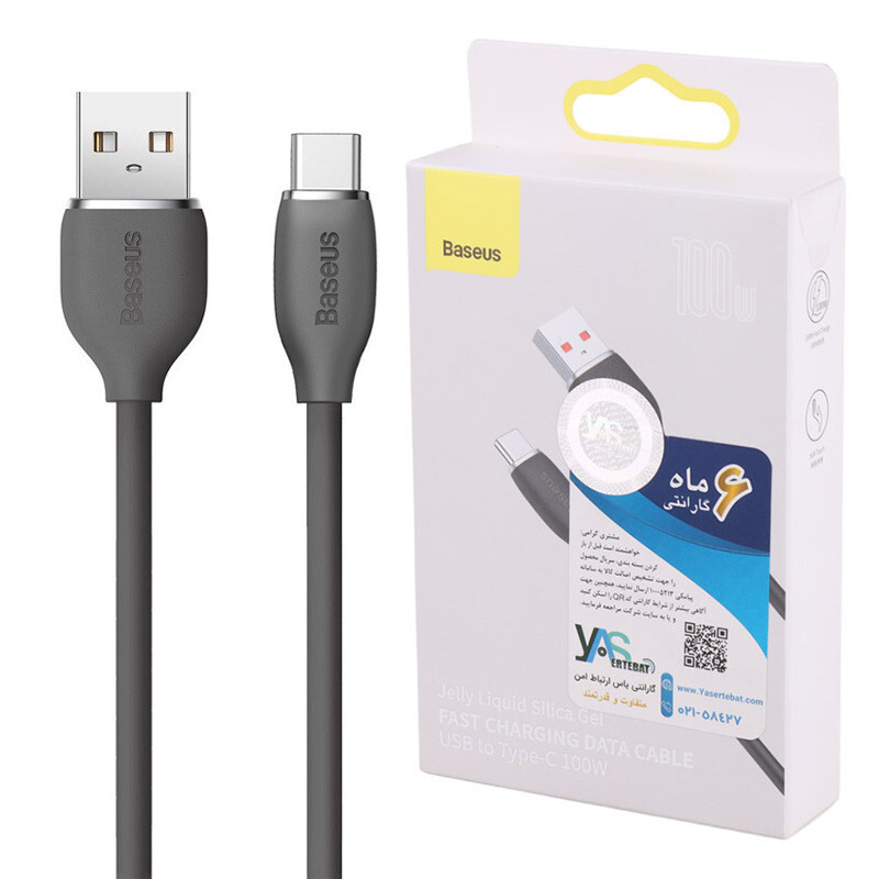 کابل تایپ سی فست شارژ 100 وات باسئوس CAGD01010 طول 2 متر