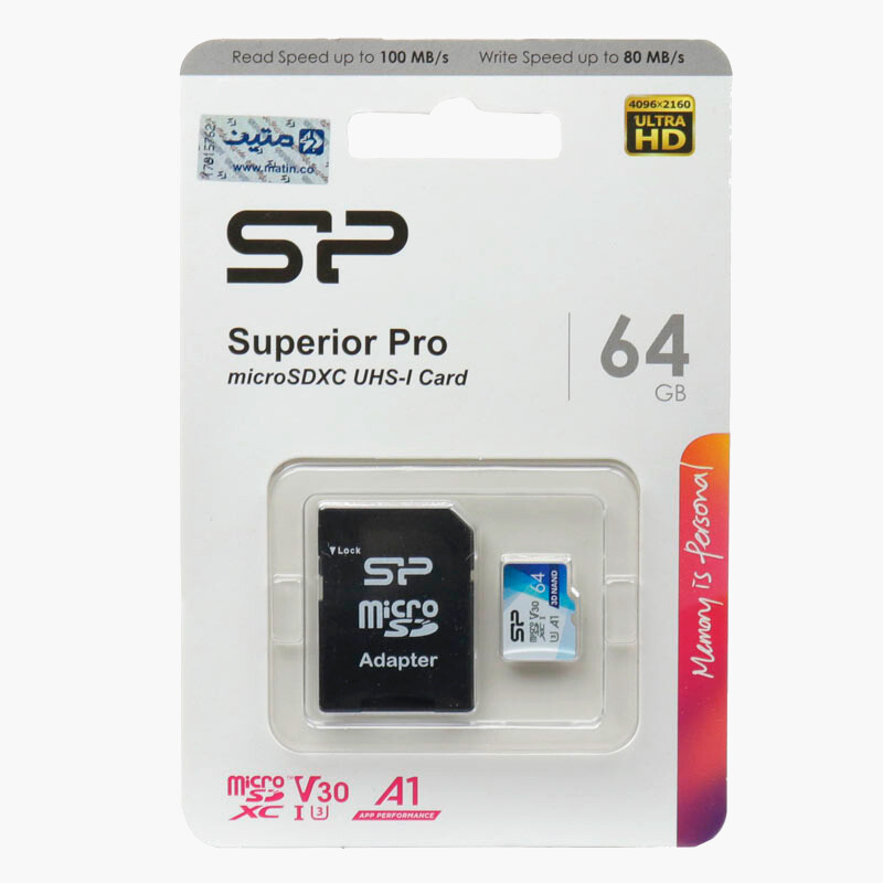 رم میکرو 64 گیگ سیلیکون پاور Silicon Power Superior Pro A1 V30 U3 100MB/s + خشاب