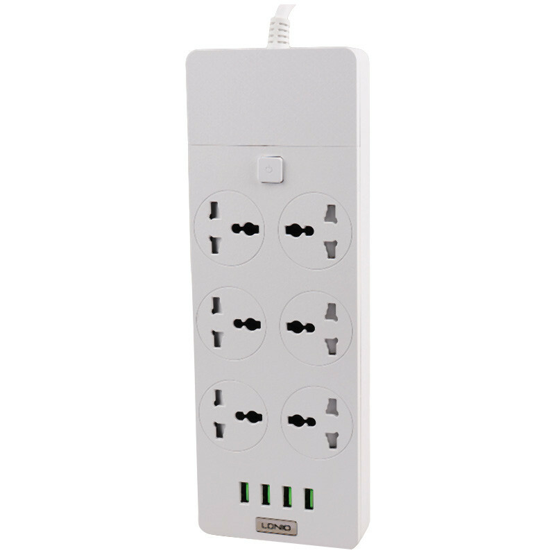 چند راهی 6 خانه برق ارت دار الدینیو SC-12 با کابل 2 متری + شارژر USB