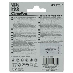 باتری دوتایی قلمی شارژی Camelion Ni-MH Rechargeable AA 1500mAh