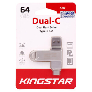 فلش 64 گیگ کینگ استار KingStar Dual-3 C60 OTG Type-C USB3.2