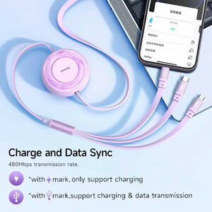 کابل 3 سر فست شارژ Mcdodo Sparkling Series CA-3730 6A 66W 1.2m