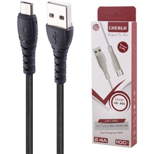 کابل میکرو یو اس بی فست شارژ 2.4 آمپر چرلو V8-K01 طول 1.1 متر