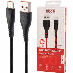 کابل تایپ سی فست شارژ Shoosh SH117C 5A 1.1m