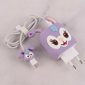 ست محافظ کابل و کلگی شارژر شیائومی 33 وات طرح خرگوش بنفش